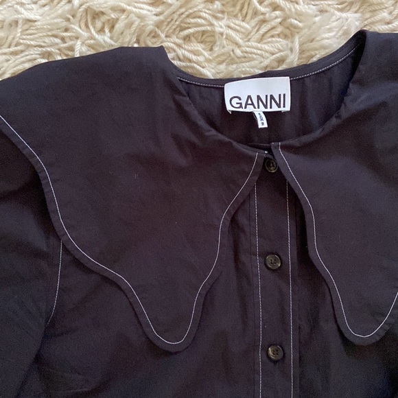 Ganni black cotton poplin top - Picture 6 of 11